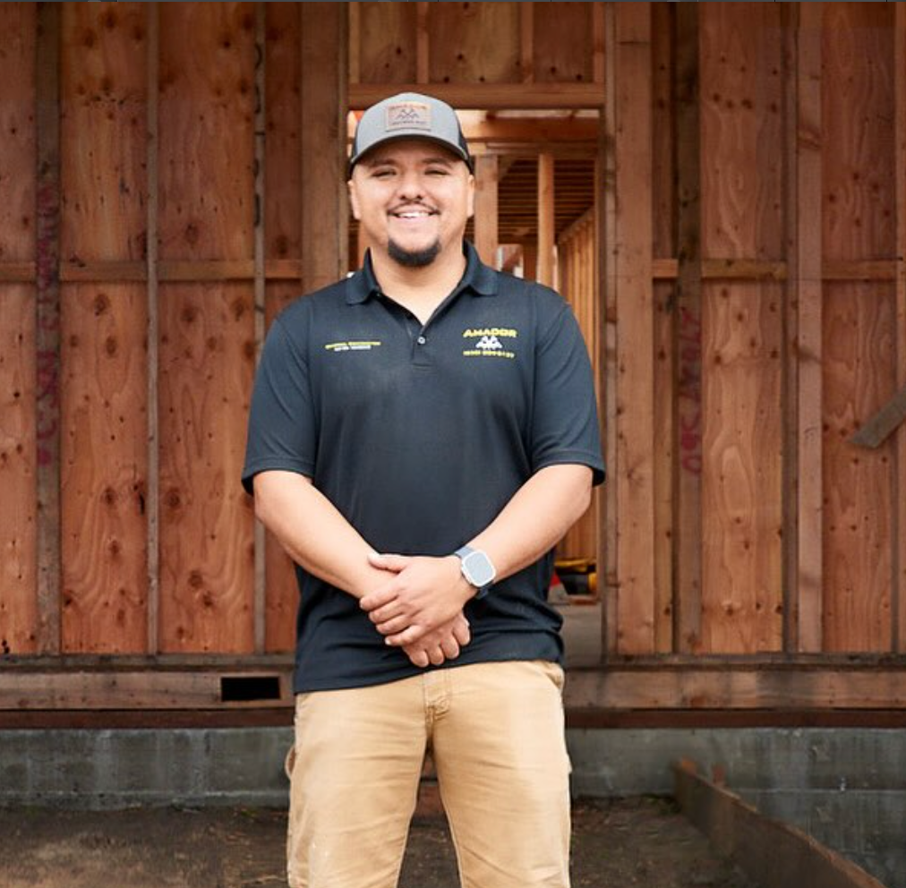 True Green Landscaping team member on a completed project